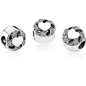 PANDORA ORIGINALS ARGENTO 925 CHARM CUORE & NASTRO 791976CZ
