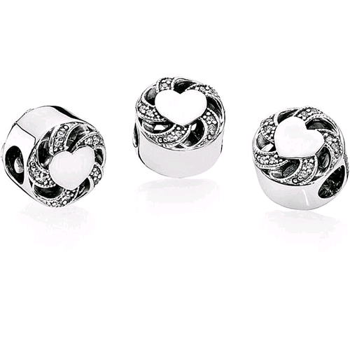 PANDORA ORIGINALS ARGENTO 925 CHARM CUORE & NASTRO 791976CZ