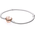 PANDORA ORIGINALS ARGENTO 925 BRACCIALE CON CHIUSURA A CUORE ROSÈ 580719-18