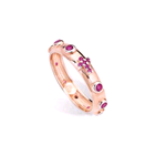 AMEN ANELLO IN ARGENTO 925 COLOR ORO ROSA CON PIETRE COLOR RUBINO ARORR