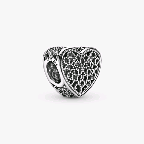 PANDORA ORIGINALS ARGENTO 925 CHARM OPENWORK CUORE DECORATO 791811