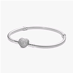 PANDORA ORIGINALS BRACCIALE ARGENTO CHIUSURA A CUORE IN PAVE' 17CM 590727CZ-17