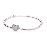 PANDORA ORIGINALS BRACCIALE ARGENTO CHIUSURA A CUORE IN PAVE' 21CM 590727CZ-21