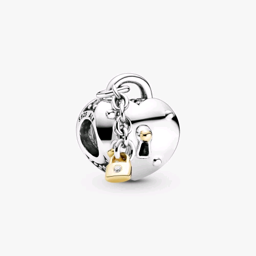 799160C01 PANDORA ORIGINALS CHARM CUORE E LUCCHETTO BICOLORE