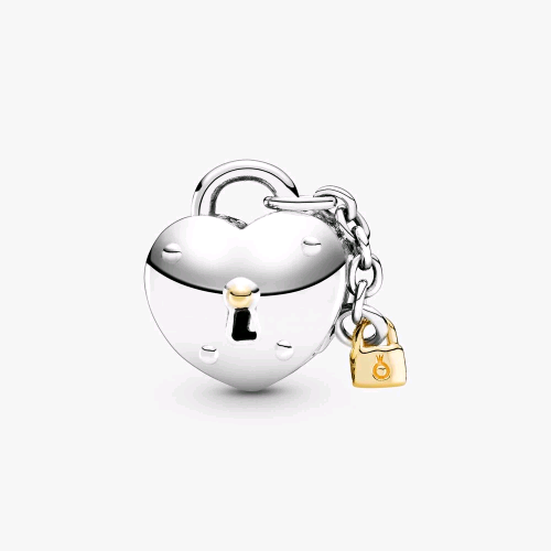 799160C01 PANDORA ORIGINALS CHARM CUORE E LUCCHETTO BICOLORE
