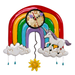 P1806 ALLEN DESIGNS OROLOGIO DA PARETE UNICORNO E ARCOBALENO CON PENDOLO