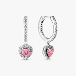 291445C01 PANDORA ORECCHINI CERCHI CUORI ROSA IN ARGENTO