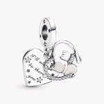 799546C01 PANDORA CHARM PENDENTE GATTI E CUORI IN ARGENTO