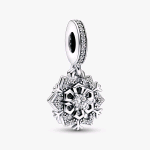 PANDORA ORIGINALS ARGENTO CHARM PENDENTE DOPPIO FIOCCO DI NEVE SCINTILLANTE 792355C01