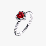 PANDORA ORIGINALS ARGENTO ANELLO CUORE ROSSO E PAVÈ 198421C02