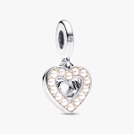 PANDORA CHARM PENDENTE DOPPIO CUORE CON PERLE COLTIVATE 792649C01