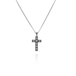 AMEN COLLANA IN ARGENTO 925 CROCE NERA CCZNB