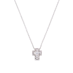 AMEN COLLANA IN ARGENTO 925 MINI DOPPIA CROCE CON ZIRCONI BIANCHI CLCRREBBBZ3
