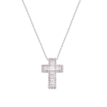 AMEN COLLANA IN ARGENTO 925 DOPPIA CROCE CON ZIRCONI BIANCHI CLCRREBBBZ1