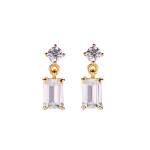 AMEN ORECCHINI IN ARGENTO 925 DORATI PRINCESS RETTANGOLARE BIANCO EREGB