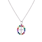 AMEN COLLANA CROCE E ZIRCONI MULTICOLOR CLGHCRBMZ
