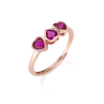 AMEN ANELLO IN ARGENTO 925 REGOLABILE TRE CUORI RUBINO AN3CURRZ2