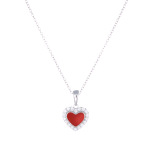 AMEN COLLANA IN ARGENTO 925 CUORE SMALTATO ROSSO E ZIRCONI BIANCHI CLPCUSMBBRZ