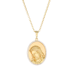 AMEN COLLANA IN ARGENTO 925 MEDAGLIA VOLTO DI GESÙ DORATA CON ZIRCONI BIANCHI CLGEGBZ2