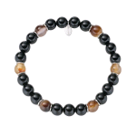 AMEN BRACCIALE CON ACCIAIO E AGATA NERA E MARRONE ACBRU8EL17