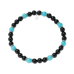 AMEN BRACCIALE CON ACCIAIO E AGATA NERA E TURCHESE ACBRU6EL10