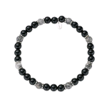 AMEN BRACCIALE CON ACCIAIO E AGATA GRIGIA E NERA ACBRU6EL08