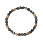 AMEN BRACCIALE CON ACCIAIO E AGATA GRIGIA E MARRONE ACBRU6EL06