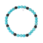 AMEN BRACCIALE CON ACCIAIO E AGATA TURCHESE E NERA ACBRU6EL07
