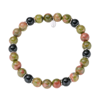 AMEN BRACCIALE CON ACCIAIO E AGATA STRIATA VERDE E ROSSA ACBRU8EL15