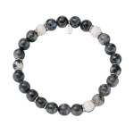 AMEN BRACCIALE CON ACCIAIO E AGATA GRIGIA E BIANCA ACBRU8EL14