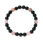 AMEN BRACCIALE CON ACCIAIO E AGATA NERA E ROSA ACBRU8EL18