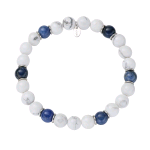 AMEN BRACCIALE CON ACCIAIO E AGATA BIANCA E BLU ACBRU8EL09