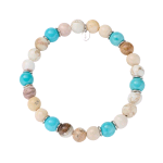 AMEN BRACCIALE CON ACCIAIO E AGATA ÉCRU E CELESTE ACBRU8EL19