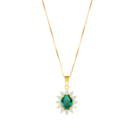 AMEN COLLANA IN ARGENTO 925 DORATO ROYAL LADY CON ZIRCONE VERDE SMERALDO CLLDGGBVE