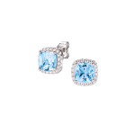 AMEN ARGENTO 925 ORECCHINI LADY CON ZIRCONE ACQUAMARINA TAGLIO RADIANT EQUABBACZ