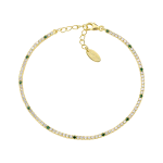 AMEN BRACCIALE TENNIS ARGENTO DORATO CON ZIRCONI VERDI E BIANCHI BT1G7BVE17