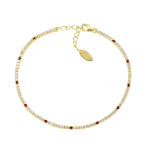 AMEN BRACCIALE TENNIS ARGENTO DORATO CON ZIRCONI ROSSI E BIANCHI BT1G7BR17