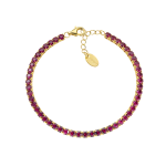 AMEN BRACCIALE TENNIS 3 MM ARGENTO DORATO ZIRCONI ROSSI BT3GR17