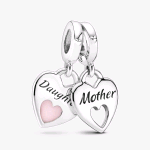 PANDORA ORIGINALS ARGENTO CHARM PENDENTE CUORI MAMMA E FIGLIA DIVISIBILI 799187C01