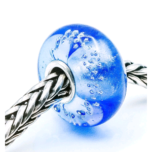 TROLLBEADS ORIGINAL BEADS VETRO TRACCE D'ARGENTO BLU TGLBE-10055